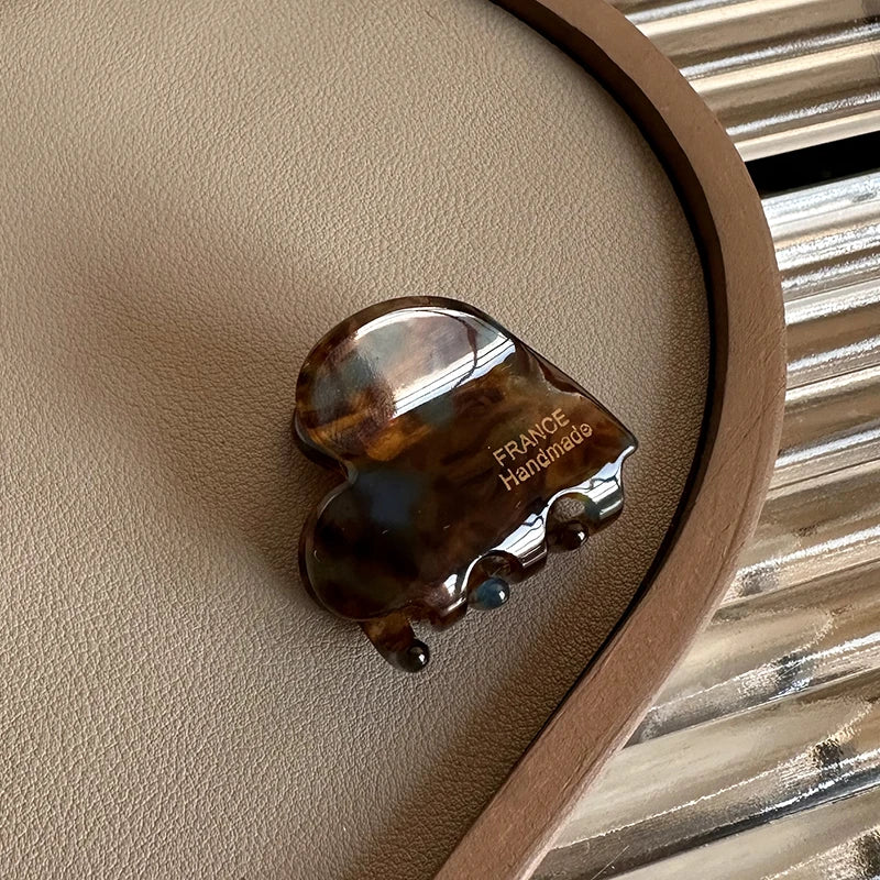 Luxury Small Heart Hair Claw – 3.5cm Acetate Clip for Girls & Women