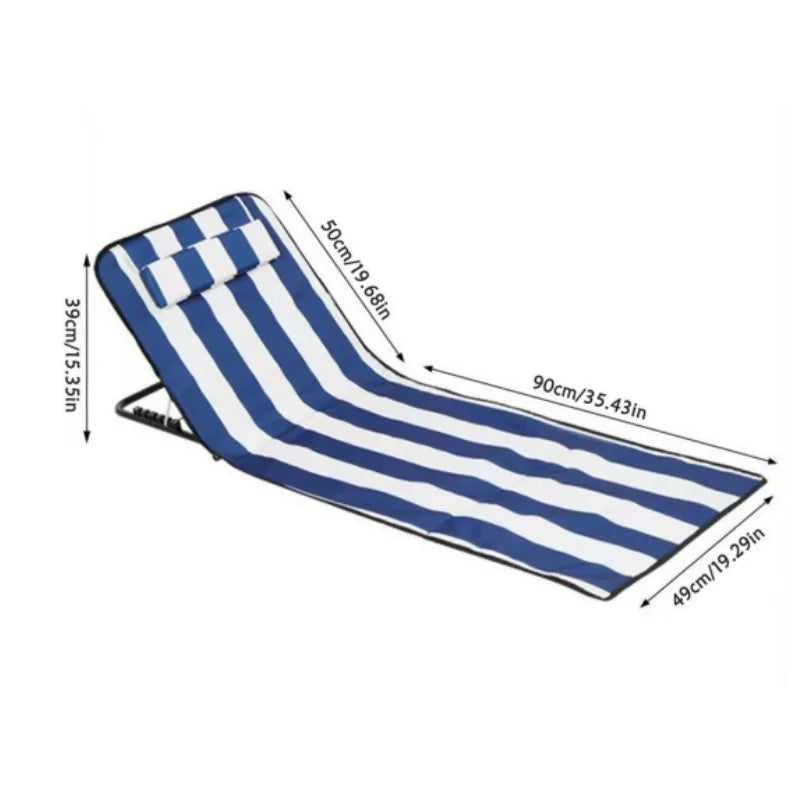 Lightweight Folding Beach Mat with Adjustable Backrest – Portable Lounge Chair for Camping & Pool