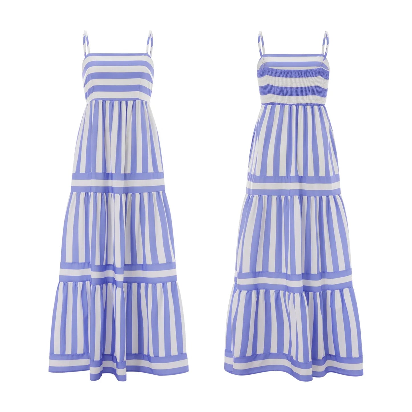 Boho Striped Tiered Maxi Dress