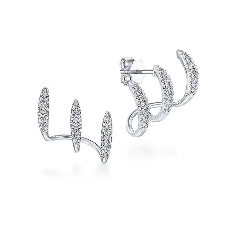 Crystal Claw Stud Earrings – Gold & Silver