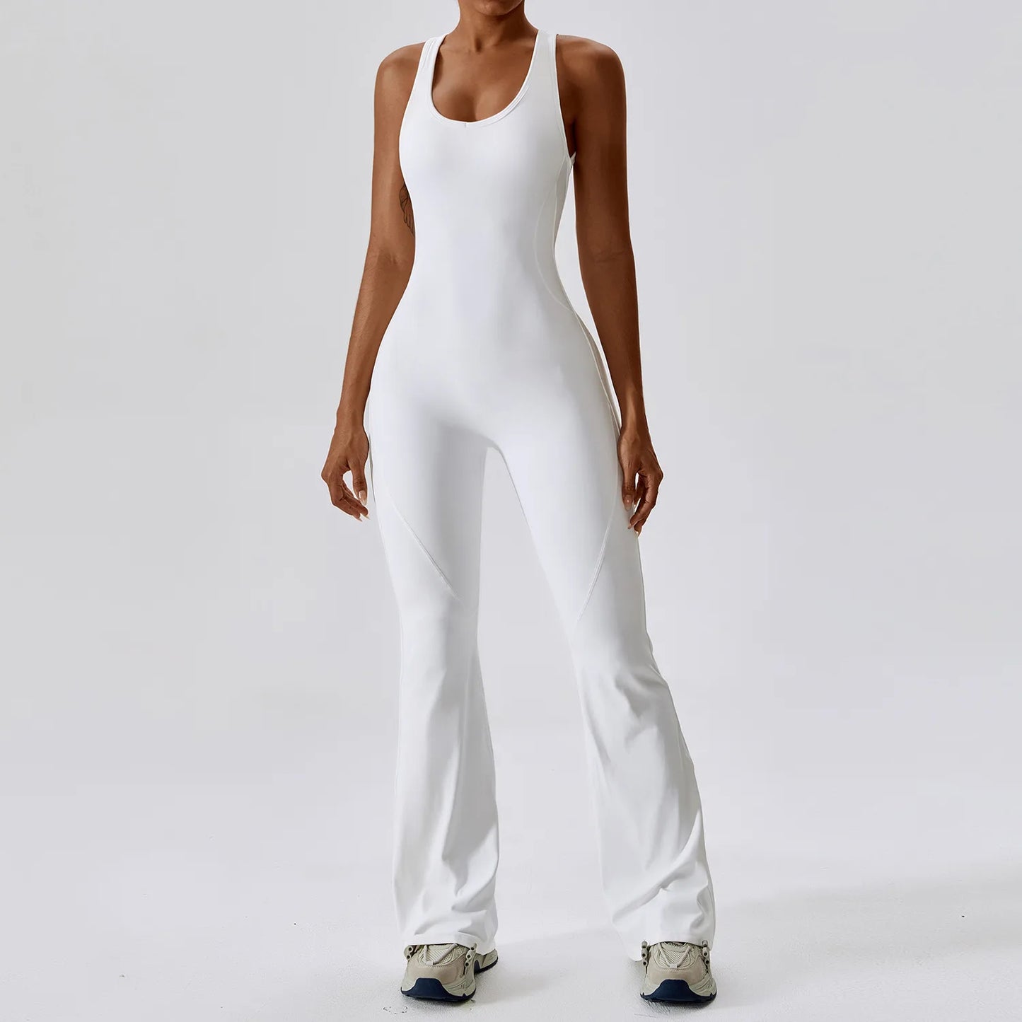 Women's One-Piece Open Back Jumpsuit – Yoga & Gym Stretch Bodysuit (Available in Multiple Colors)