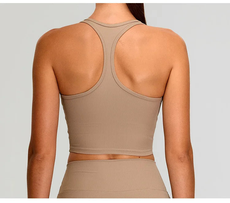 Women’s Ribbed Sports Bra Top – High Support Yoga & Gym Wear (Multi Colors)