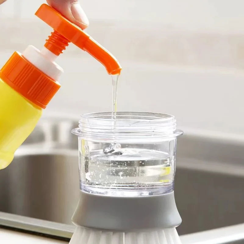 Soap Dispensing Dish Brush – With Holder Base