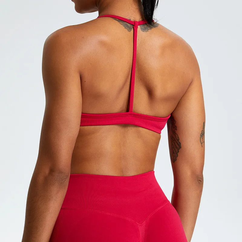 Women’s High Support Thin Strap Sports Bra – Crop Top for Running & Fitness (Multi Colors)