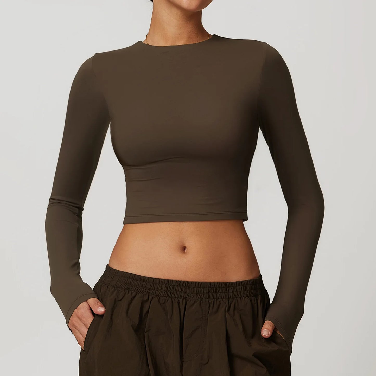 Women’s Long Sleeve Crop Top – Quick Dry Yoga & Gym Sportswear
