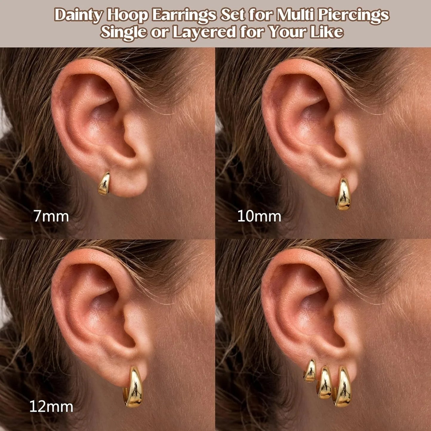 3-Piece Chunky Dome Hoop Earrings Set – Gold & Silver