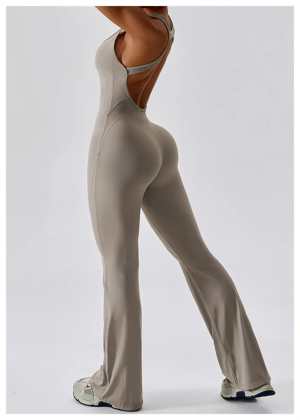 Women's One-Piece Open Back Jumpsuit – Yoga & Gym Stretch Bodysuit (Available in Multiple Colors)