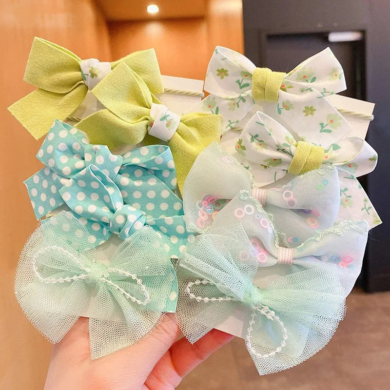 10PCS Girl Hair Ties Set – Soft Flower & Bow Elastic Hairbands for Kids