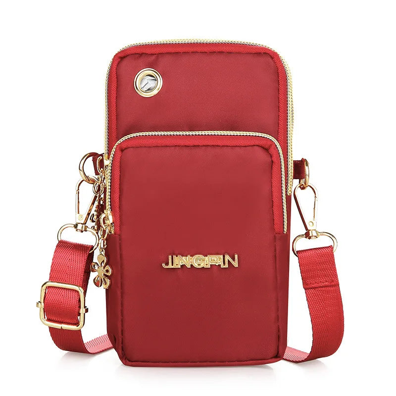 Women's Mobile Phone Crossbody Bag – 3-Layer Wallet with Headphone Plug