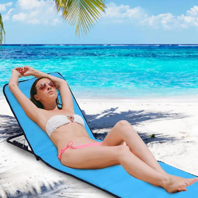 5-Position Folding Beach Lounge Chair with Headrest – Portable Recliner for Beach, Pool & Garden