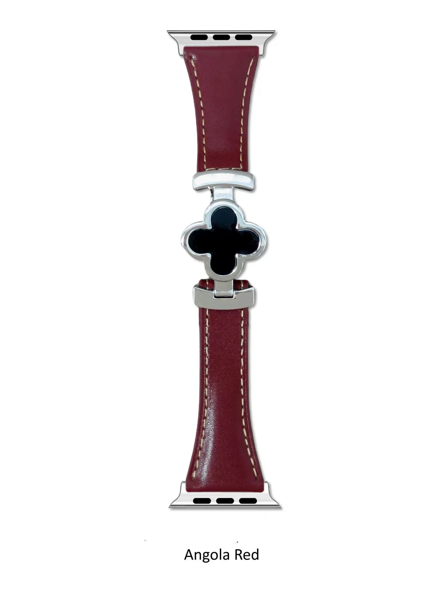 Premium Leather Apple Watch Strap with Magnetic Clover Design