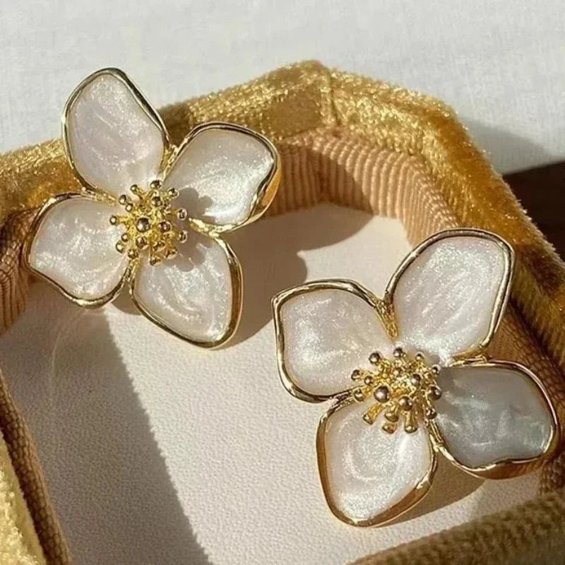Elegant Camellia Flower Stud Earrings