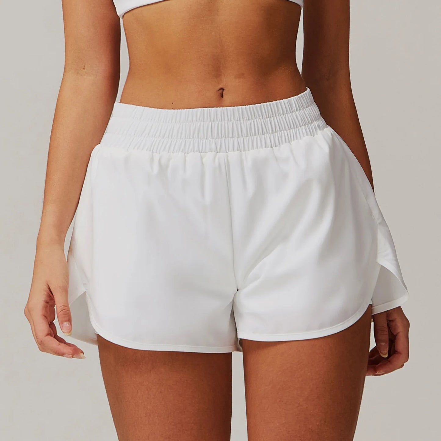 High-Waist Double-Layer Look Gym Shorts – Multi Colors