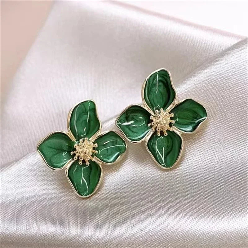 Elegant Camellia Flower Stud Earrings