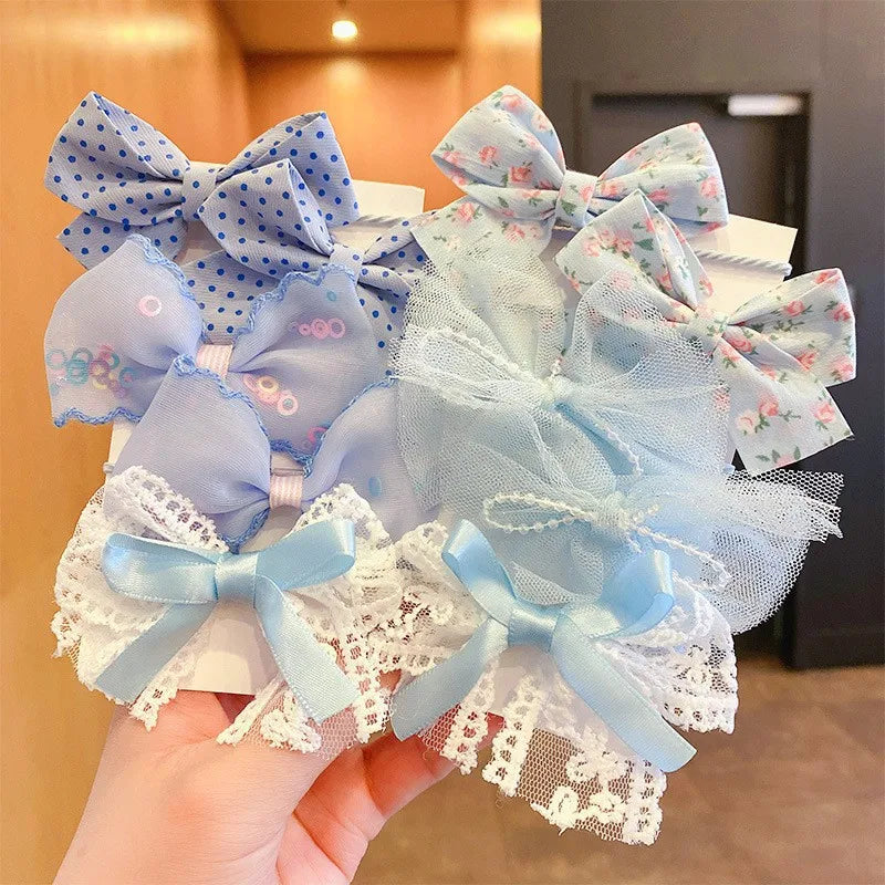 10PCS Girl Hair Ties Set – Soft Flower & Bow Elastic Hairbands for Kids