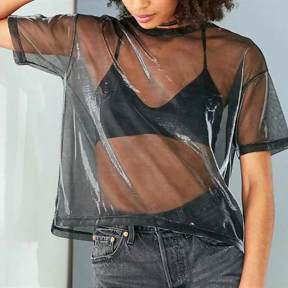 Sheer Mesh Oversized T-Shirt
