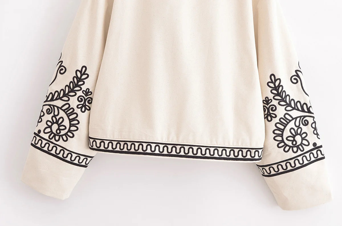 TRAFZA Embroidered Short Jacket