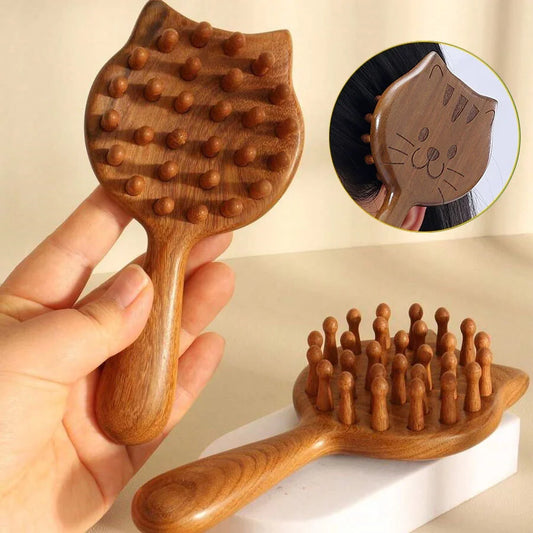 Sandalwood Scalp Massage Comb – Wide Tooth Wooden Comb for Hair & Body Massage