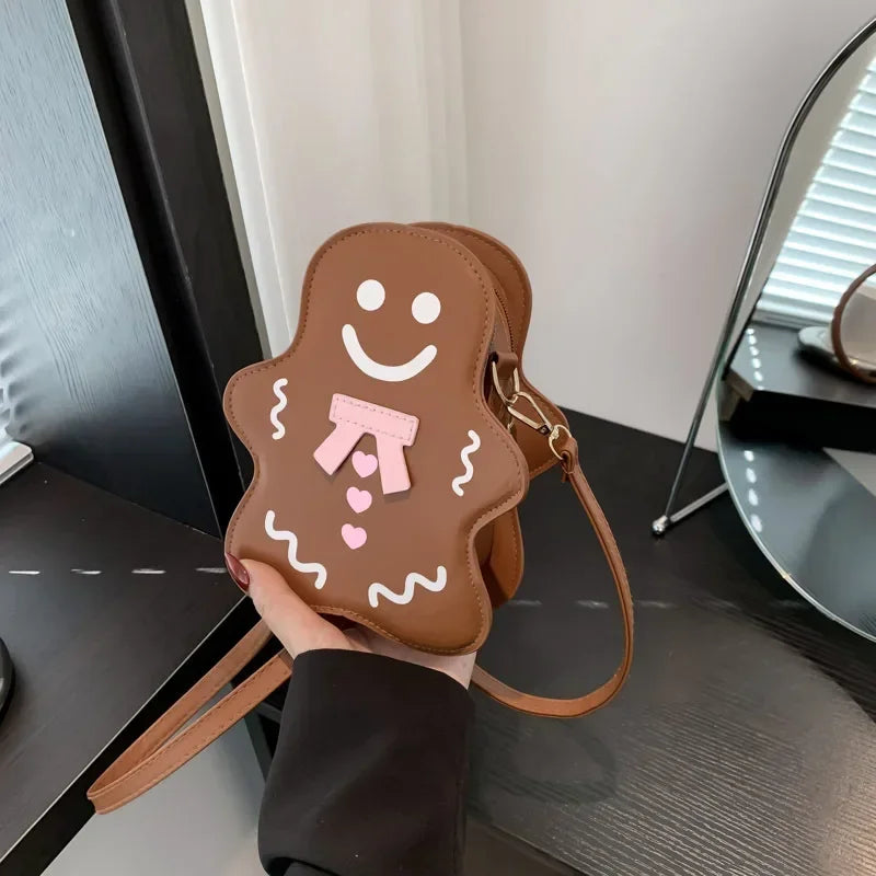 Gingerbread Man Cartoon Shoulder Bag – Fun Multi-Color Design