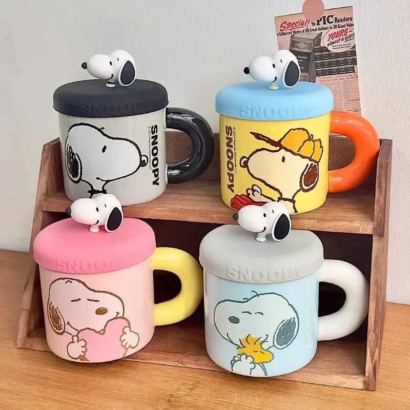 Snoopy Ceramic Milk Cup with Lid