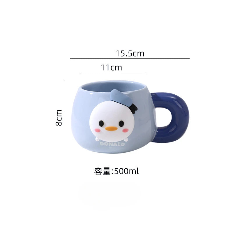 Disney Ceramic Mug with Lid & Spoon – Cute Mickey, Minnie & Lotso Design