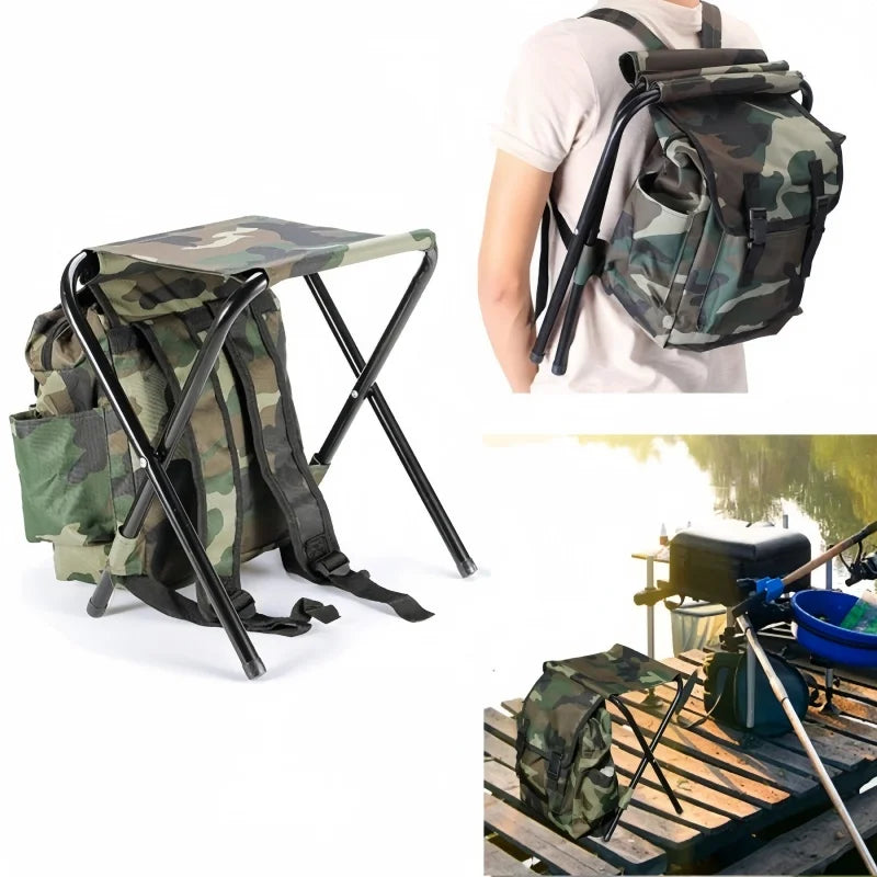 2-in-1 Foldable Backpack Chair – Lightweight Outdoor Camping & Fishing Stool