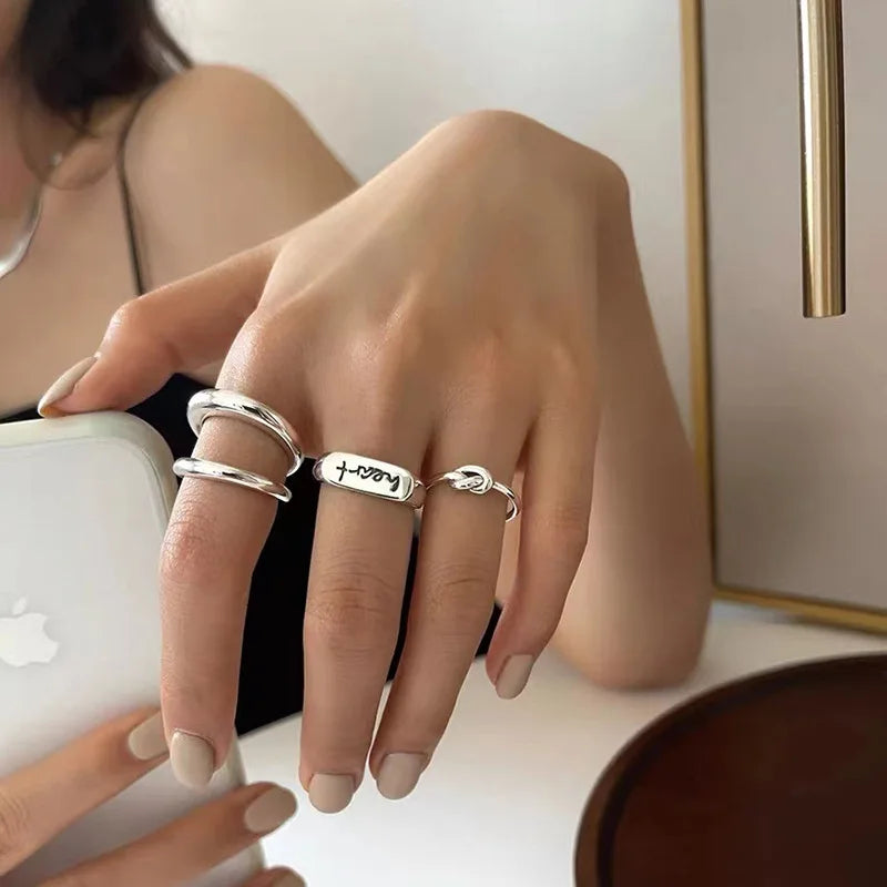 925 Sterling Silver Double-Line Geometric Ring