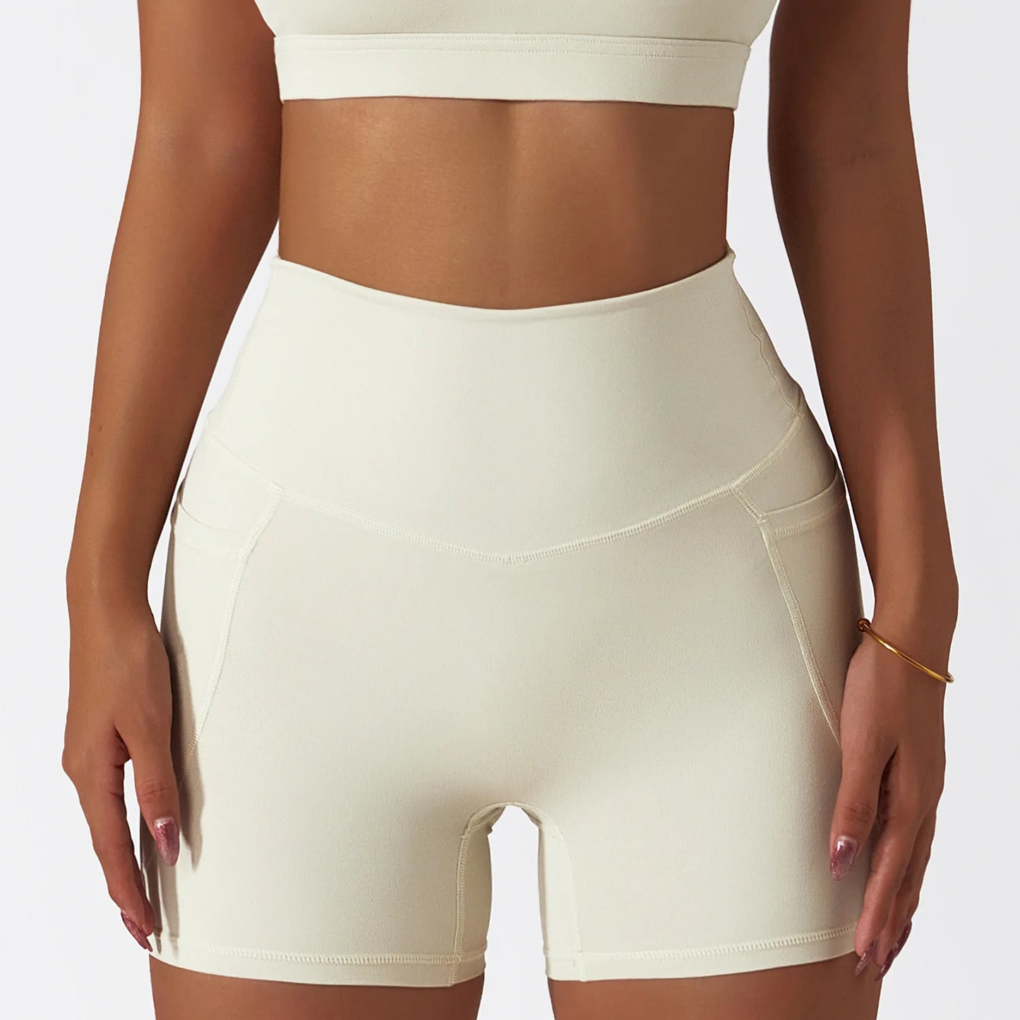 High-Waist Summer Gym Shorts with Pockets – Multi Colors