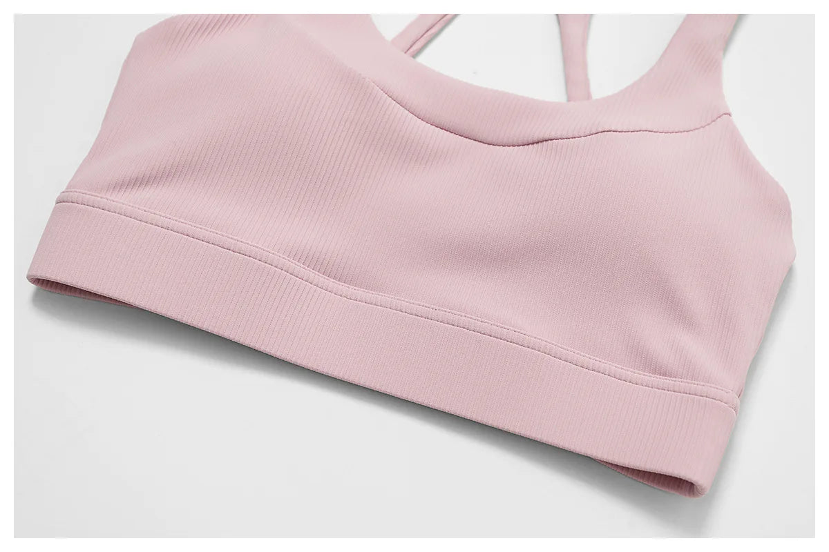 Ribbed Women's Fitness Bra – High Support Yoga & Gym Vest (Multiple Colors)