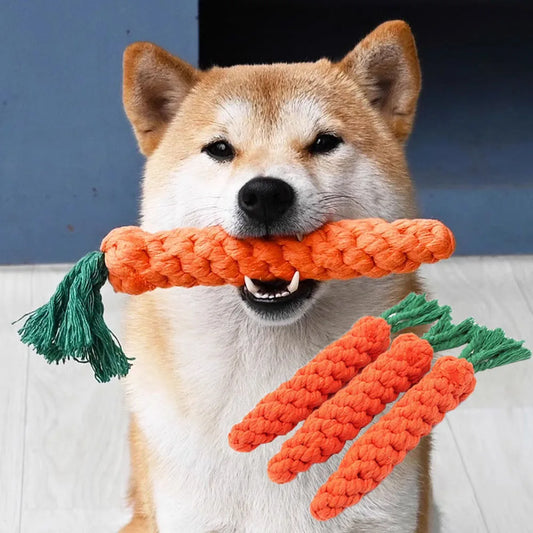 Cotton Rope Dog Chew Toy – Assorted Designs (Carrot, Bear, Rabbit & More)