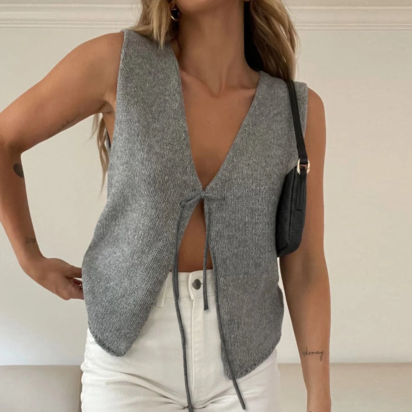Tie-Front Knit Vest Top
