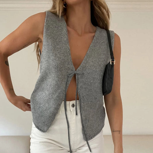 Tie-Front Knit Vest Top