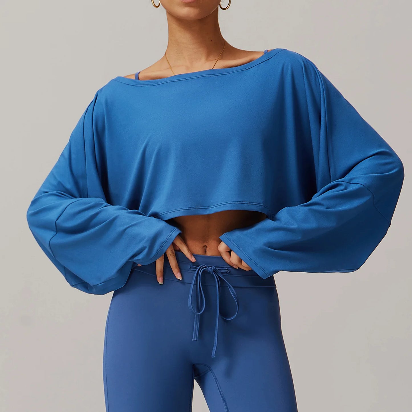 One Shoulder Loose Long Sleeve Yoga Top – Women’s Breathable Fitness Shirt