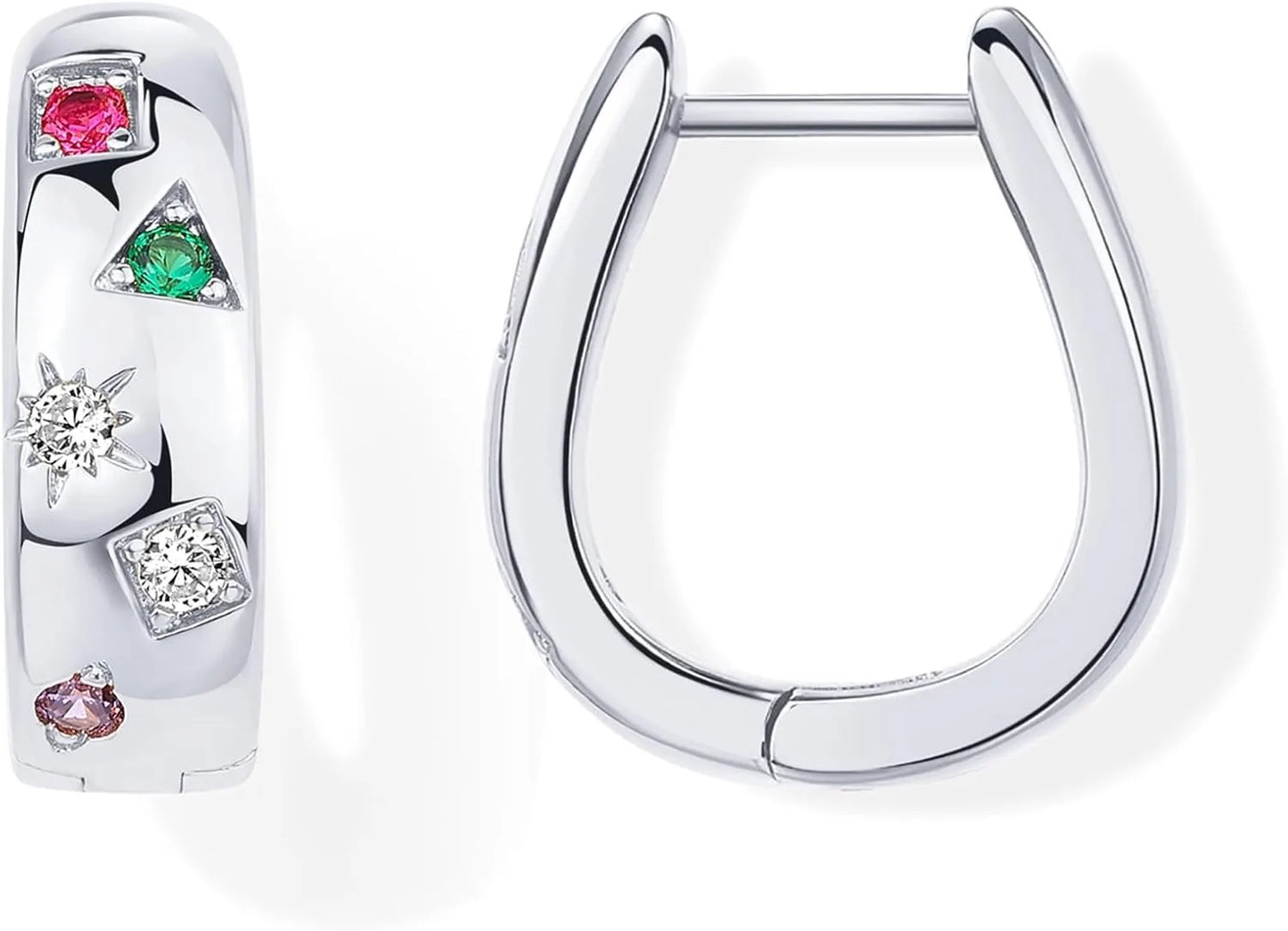 Colorful Chunky Zirconia Hoop Earrings – Gold or Silver