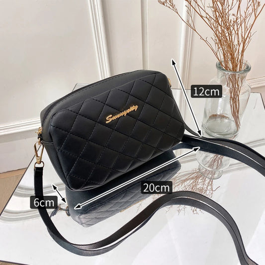 Small Crossbody Embroidered Bag for Women – Classic Camera Design with Gold Chain