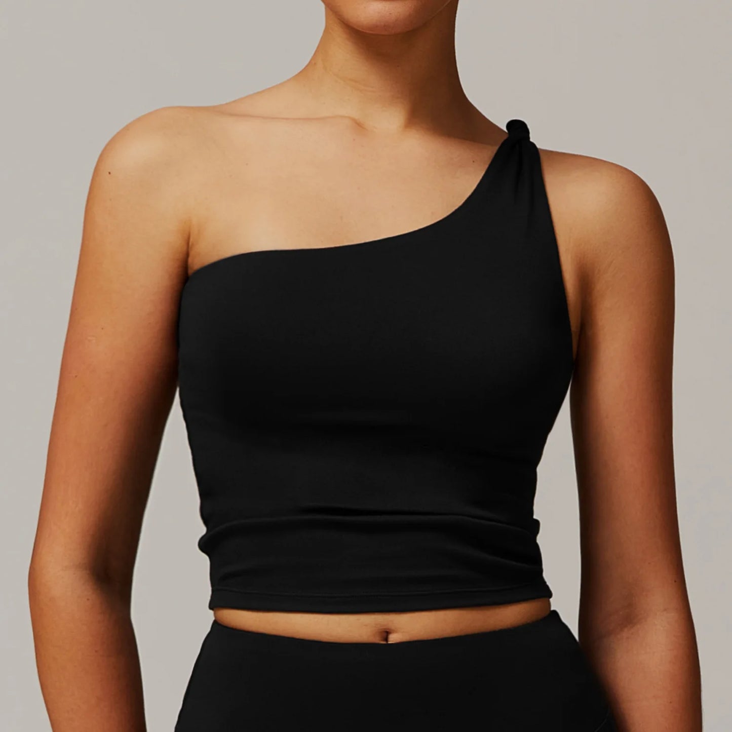 Women's One-Shoulder Sports Top – Stylish Compression Yoga Crop Top (Available in Multiple Colors)