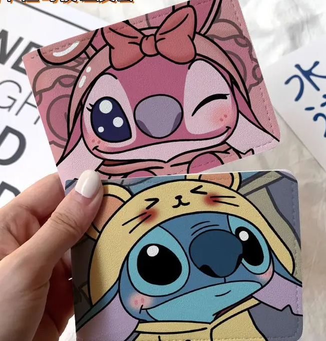 Stitch & Angel Cartoon Card Holder – Cute ID/License Protection Cover for Students & Daily Use