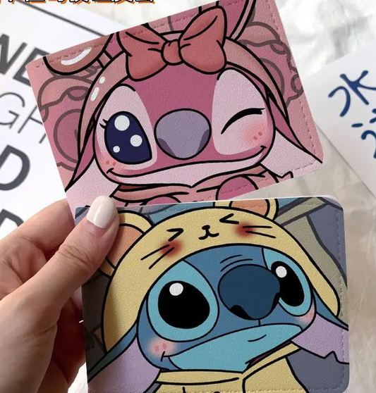 Stitch & Angel Cartoon Card Holder – Cute ID/License Protection Cover for Students & Daily Use