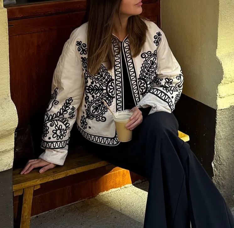 TRAFZA Embroidered Short Jacket