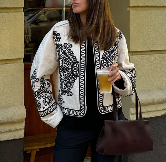 TRAFZA Embroidered Short Jacket
